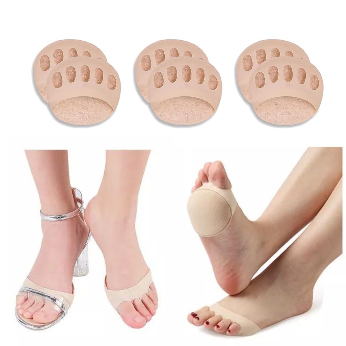 GENERICO - 3 Pares de Almohadillas Para Pies Dolor Tacos Zapatos - Confort Soporte Antifricción en el Metatarso