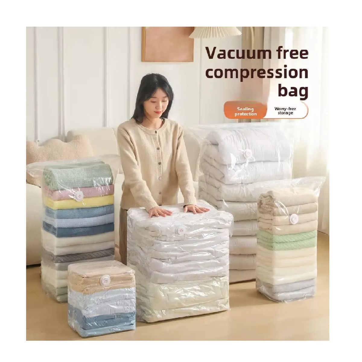 GENERICO - Mega Pack De Bolsas Al Vacio + Succionador  Ahorra Espacio