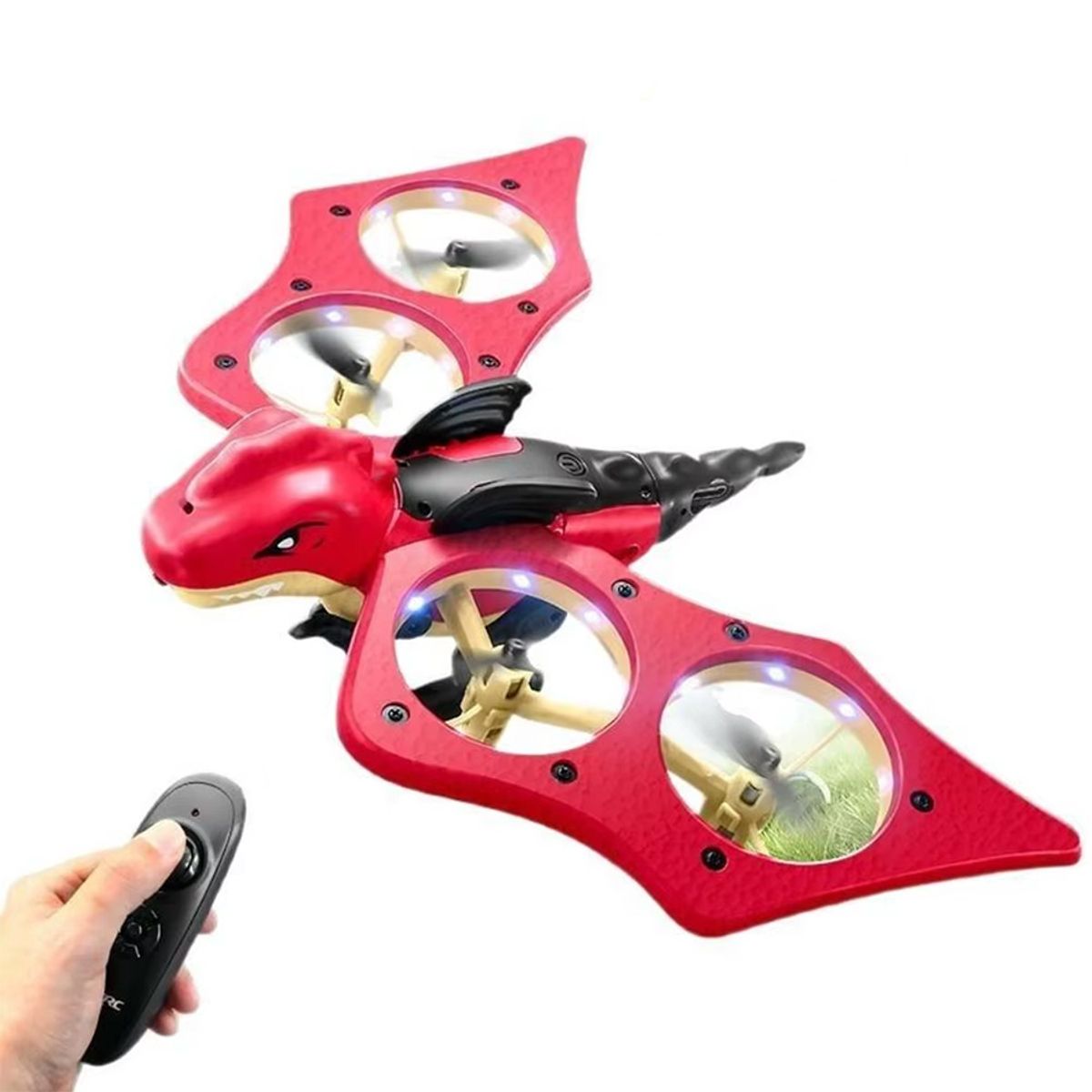 GENERICO - Dron Dinosaurio Volador con Sensor Anticolisión color rojo