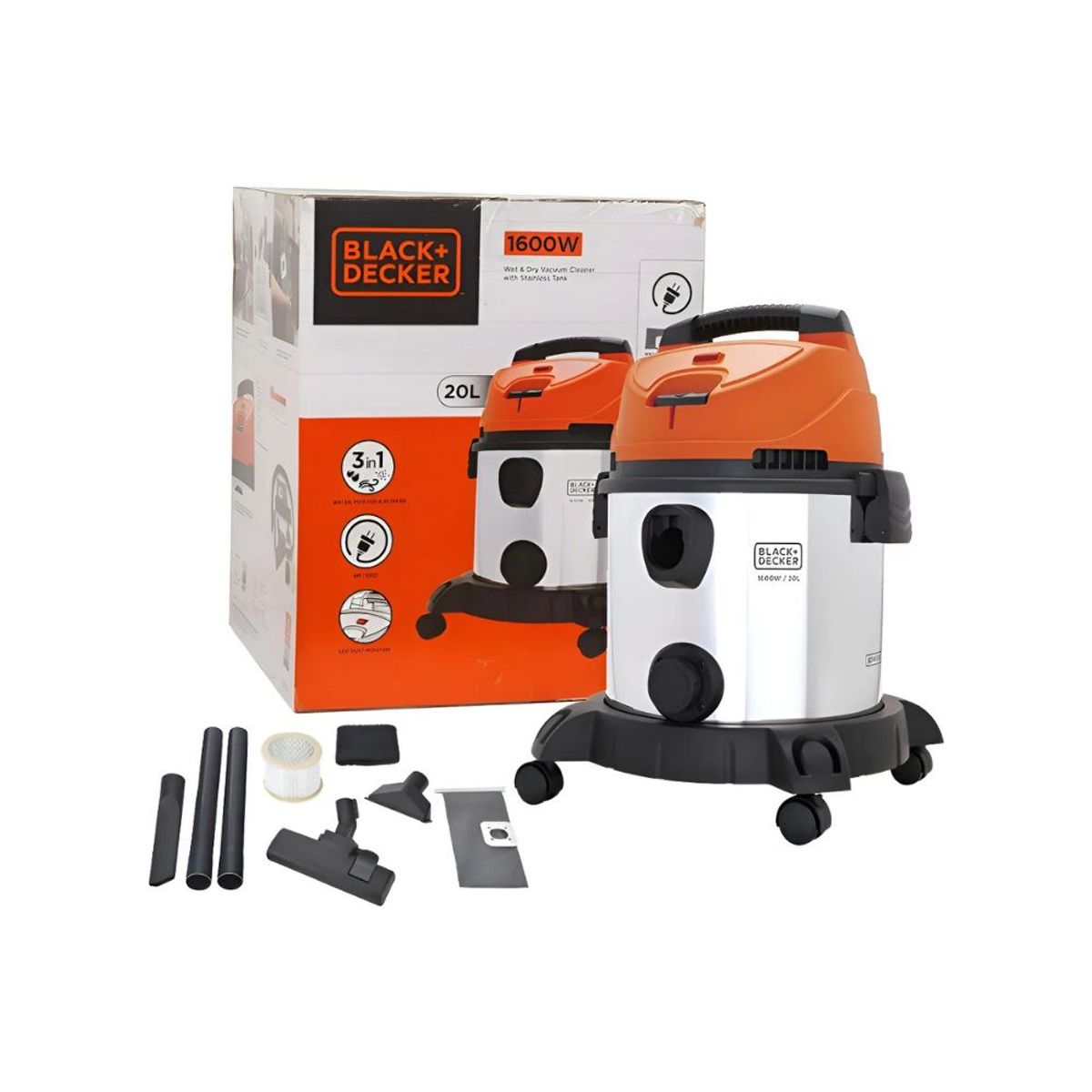 BLACK+DECKER - ASPIRADORA POLVOAGUA 20L 1600W BLACK+DECKER BDWDS20-B2C