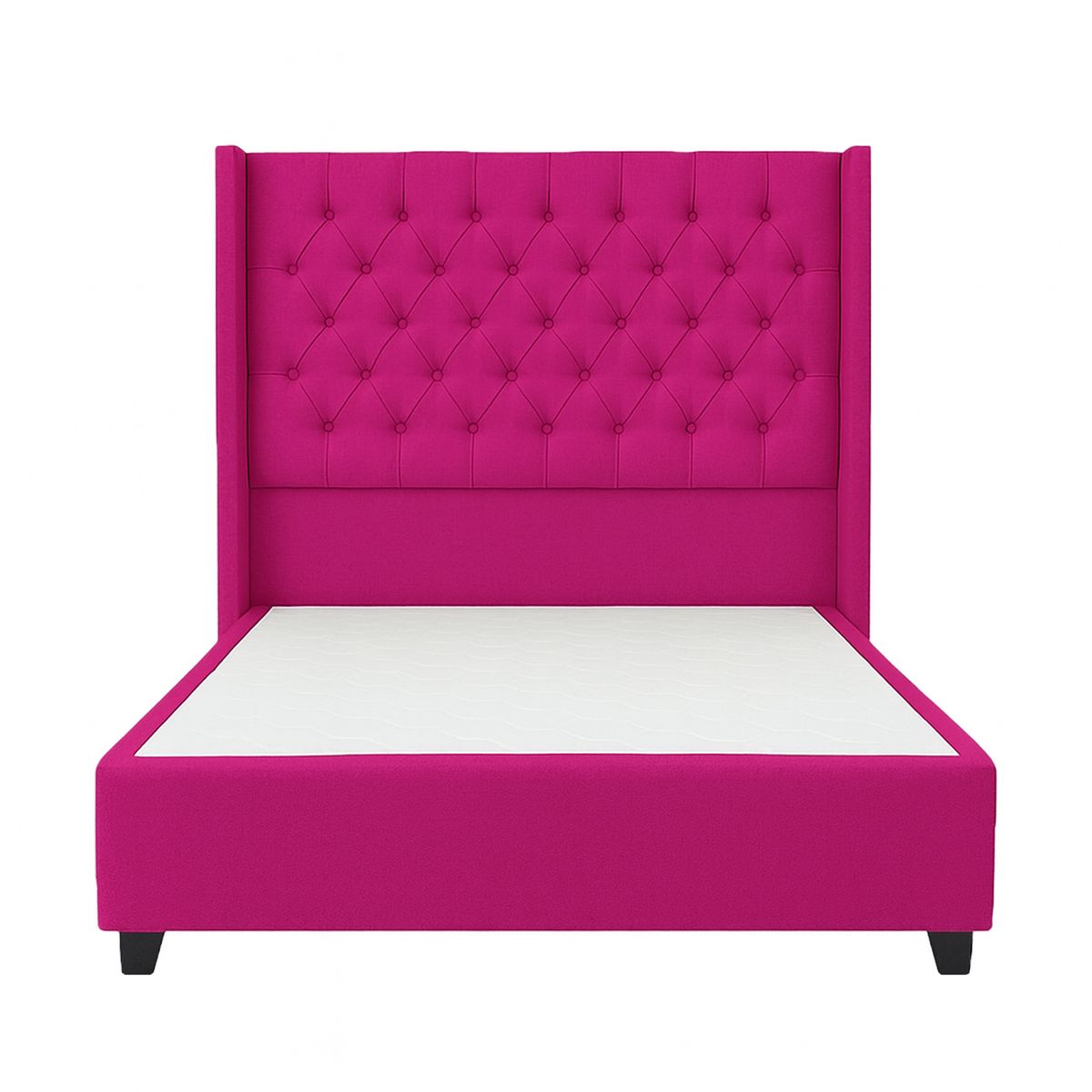 GENERICO - Cama Tapizada Confort Capitoné Fucsia 2 Plazas
