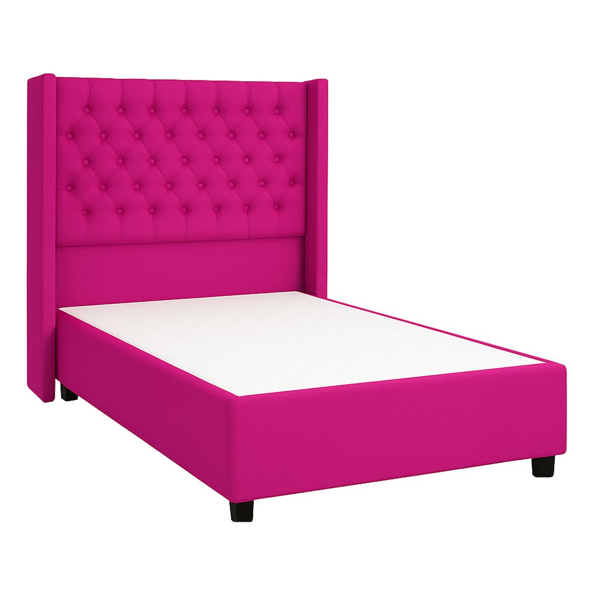 GENERICO - Cama Tapizada Confort Capitoné Fucsia 2 Plazas