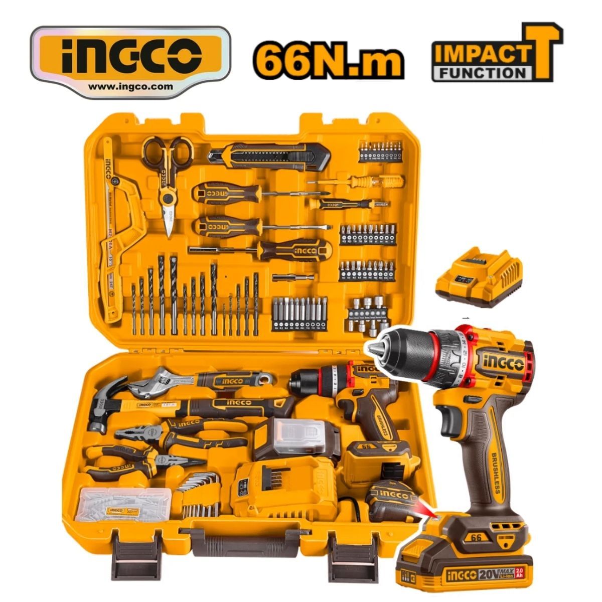 INGCO - Atornillador 20V + Batería + 165 Acc INGCO HKTHP11651