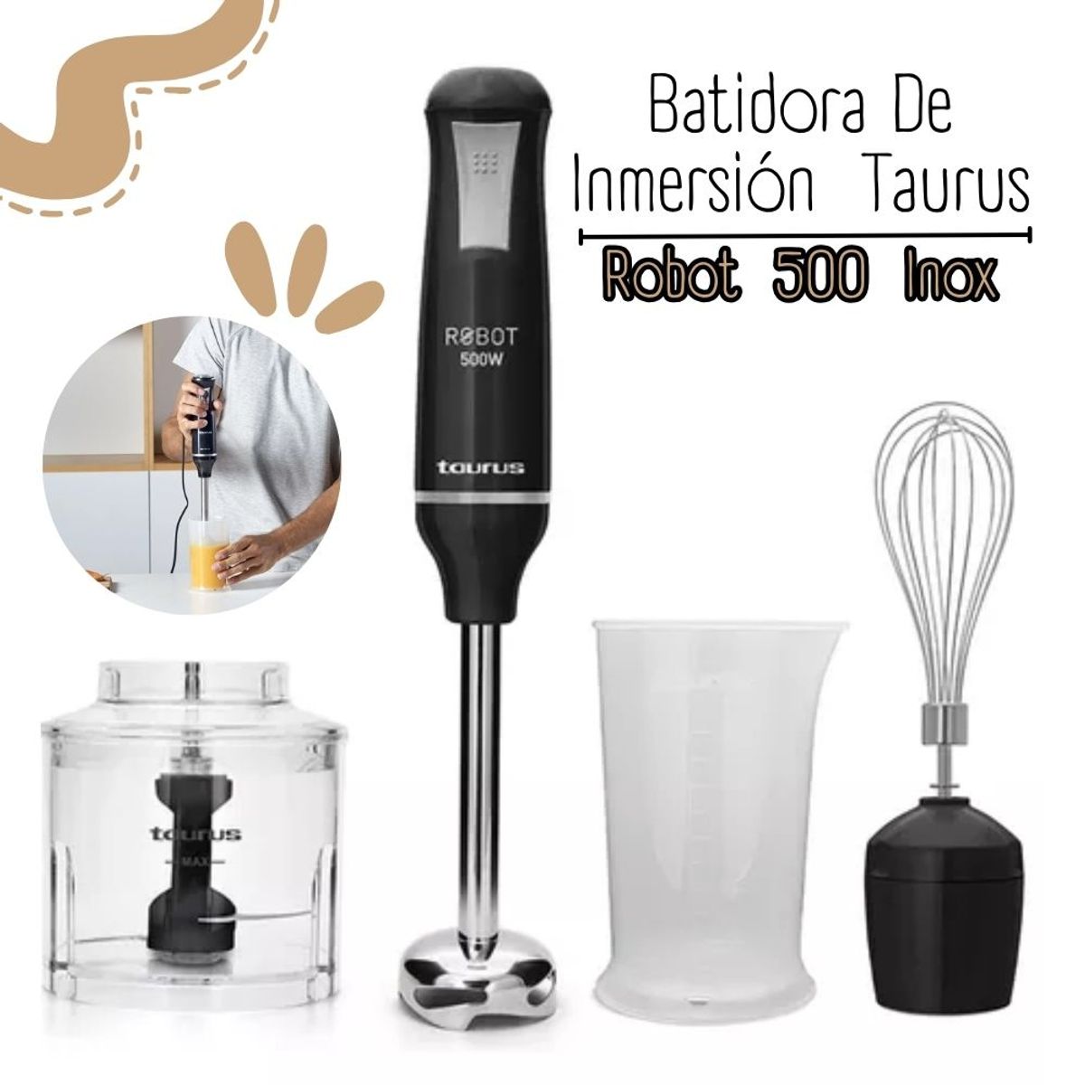 TAURUS - Batidora De Inmersión Taurus Robot 500W Plus Inox II