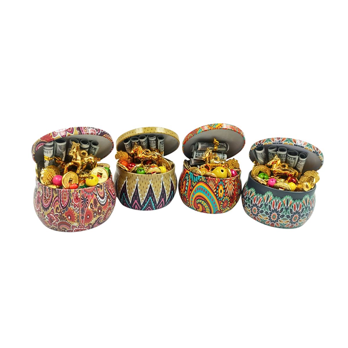 GENERICO - Set x 4 Cofres de la Suerte - Amuleto 2026 Año del Caballo