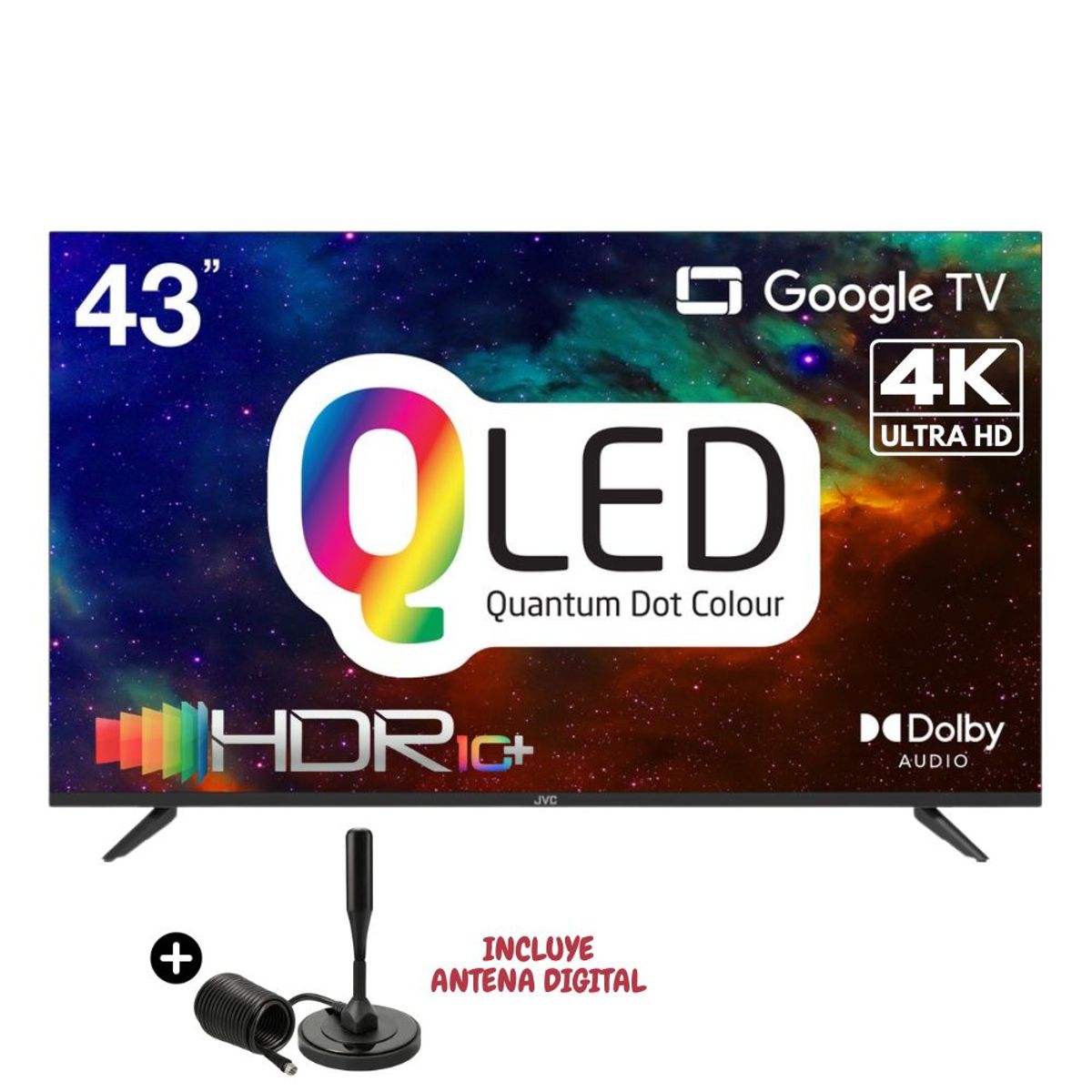 GENERICO - TELEVISOR JVC QLED 43 4K UHD SMART GOOGLE TV LT-43KB758+ANTENA DIGITAL