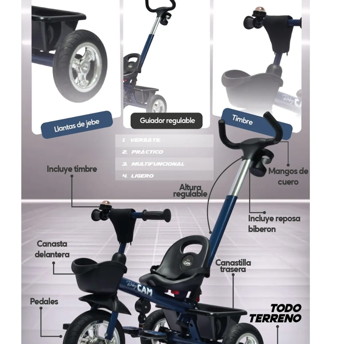 GENERICO - Triciclo para niños 2 en 1 Todo Terreno