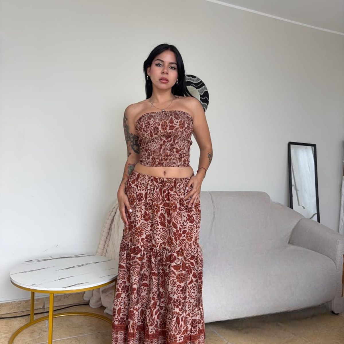 GENERICO - CONJUNTO SET TOP Y FALDA MUJER VERANO