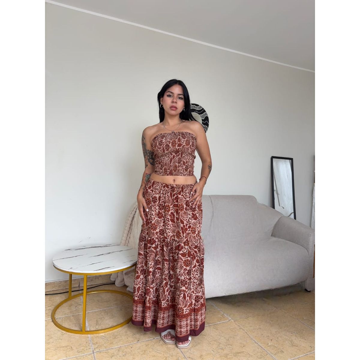 GENERICO - CONJUNTO SET TOP Y FALDA MUJER VERANO