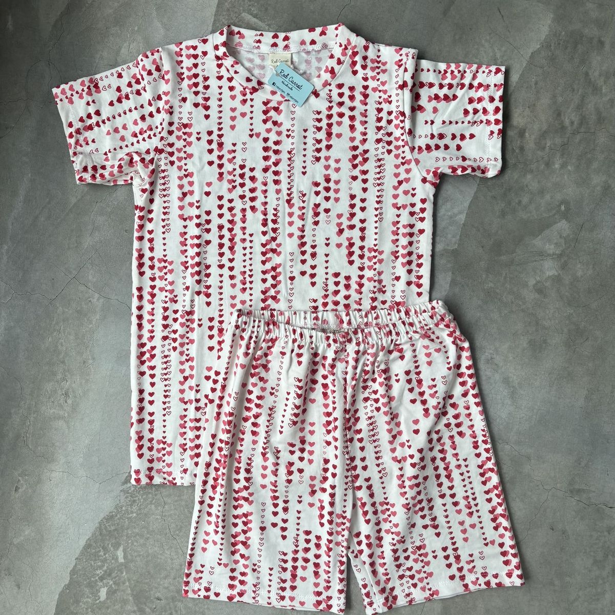 RED CARROT - Pijama niña algodon pima blanco corazones