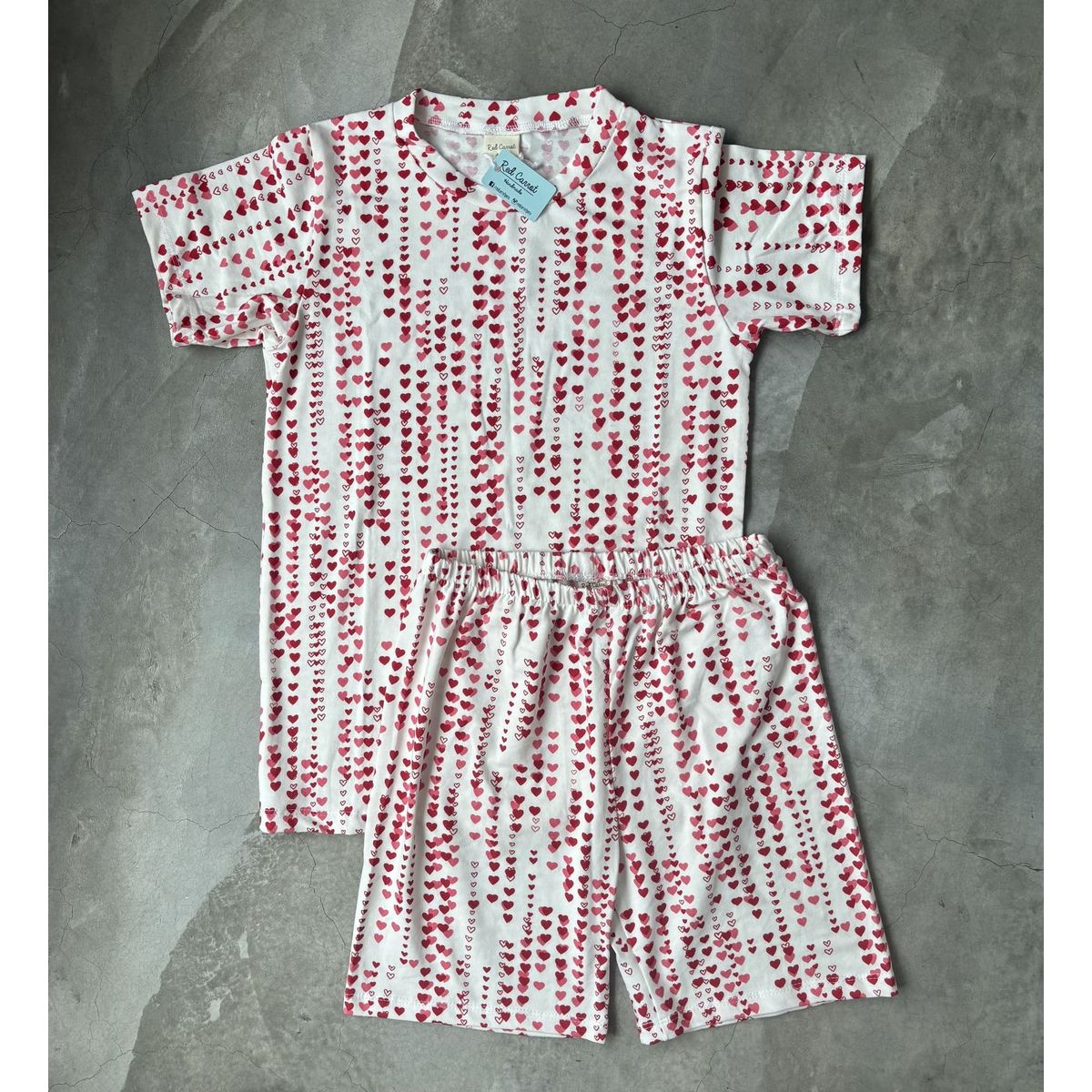 RED CARROT - Pijama niña algodon pima blanco corazones