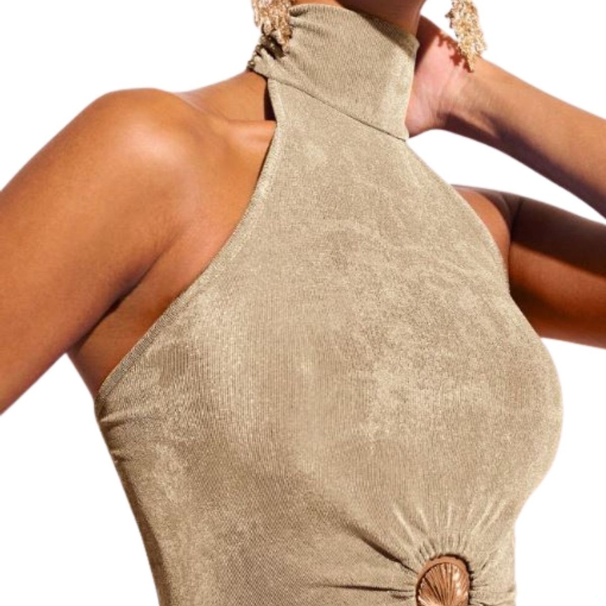 GENERICO - Blusa Top Crop elegante con aro de metal