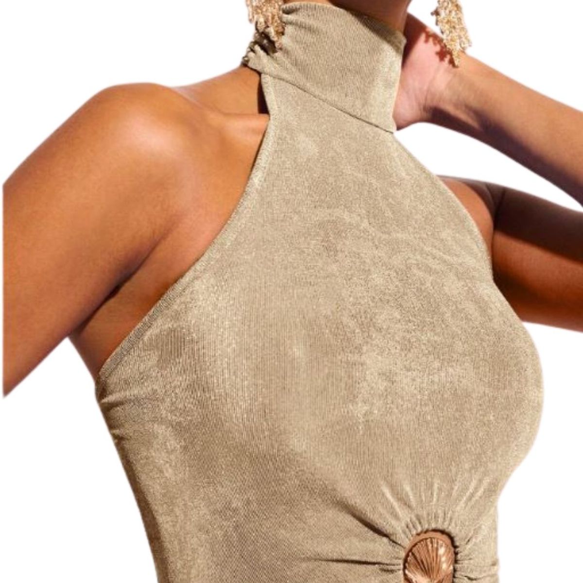 GENERICO - Blusa Top Crop elegante con aro de metal