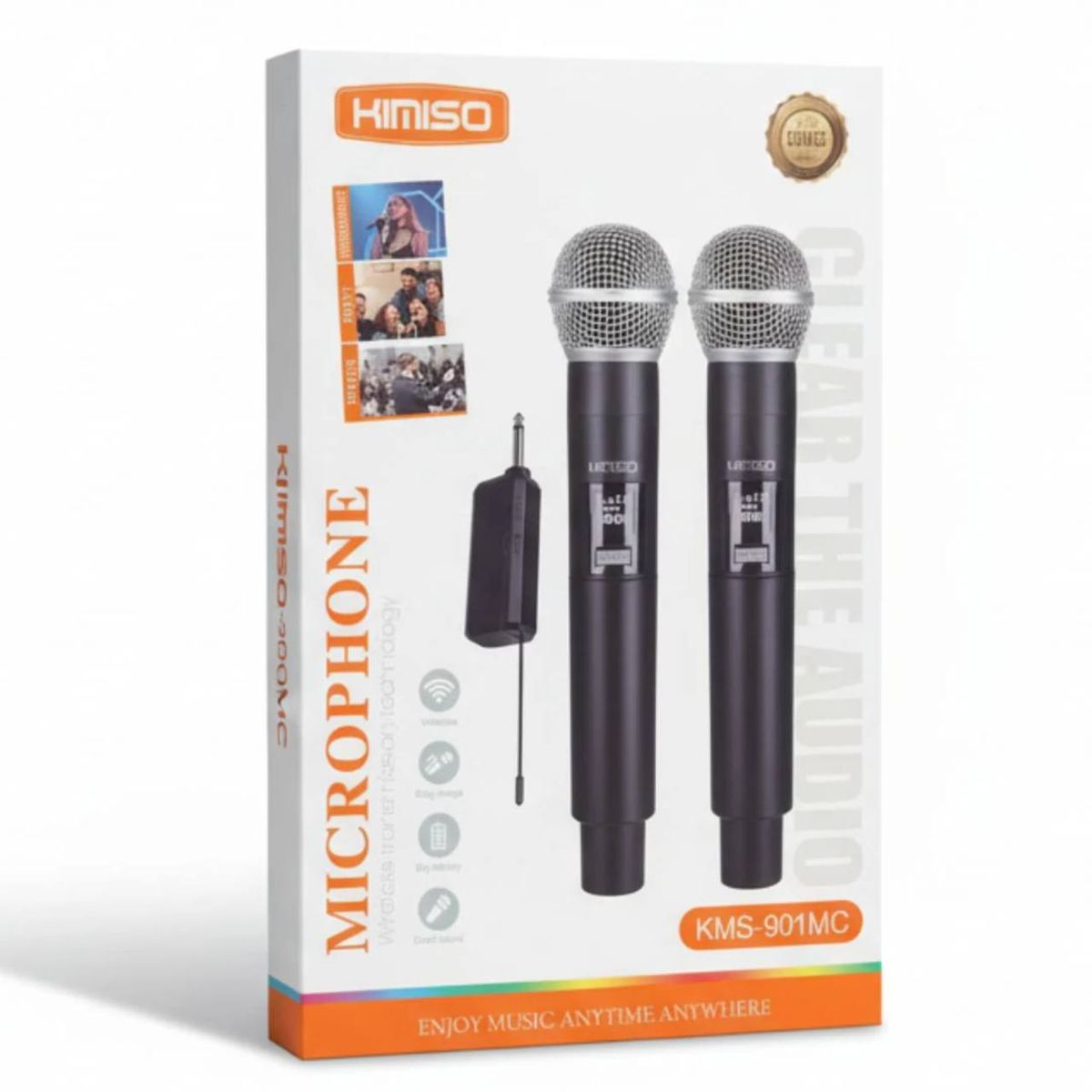 GENERICO - KIT 2 MICRÓFONOS INALÁMBRICOS COLOR NEGRO KIMISO KMS-901MC DUAL UHF CON RECEPTOR PARA KARAOKE