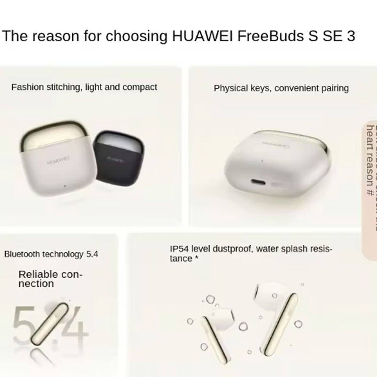 HUAWEI - Audífonos Inalámbricos HUAWEI FreeBuds SE 3 Bluetooth 54 - Blanco