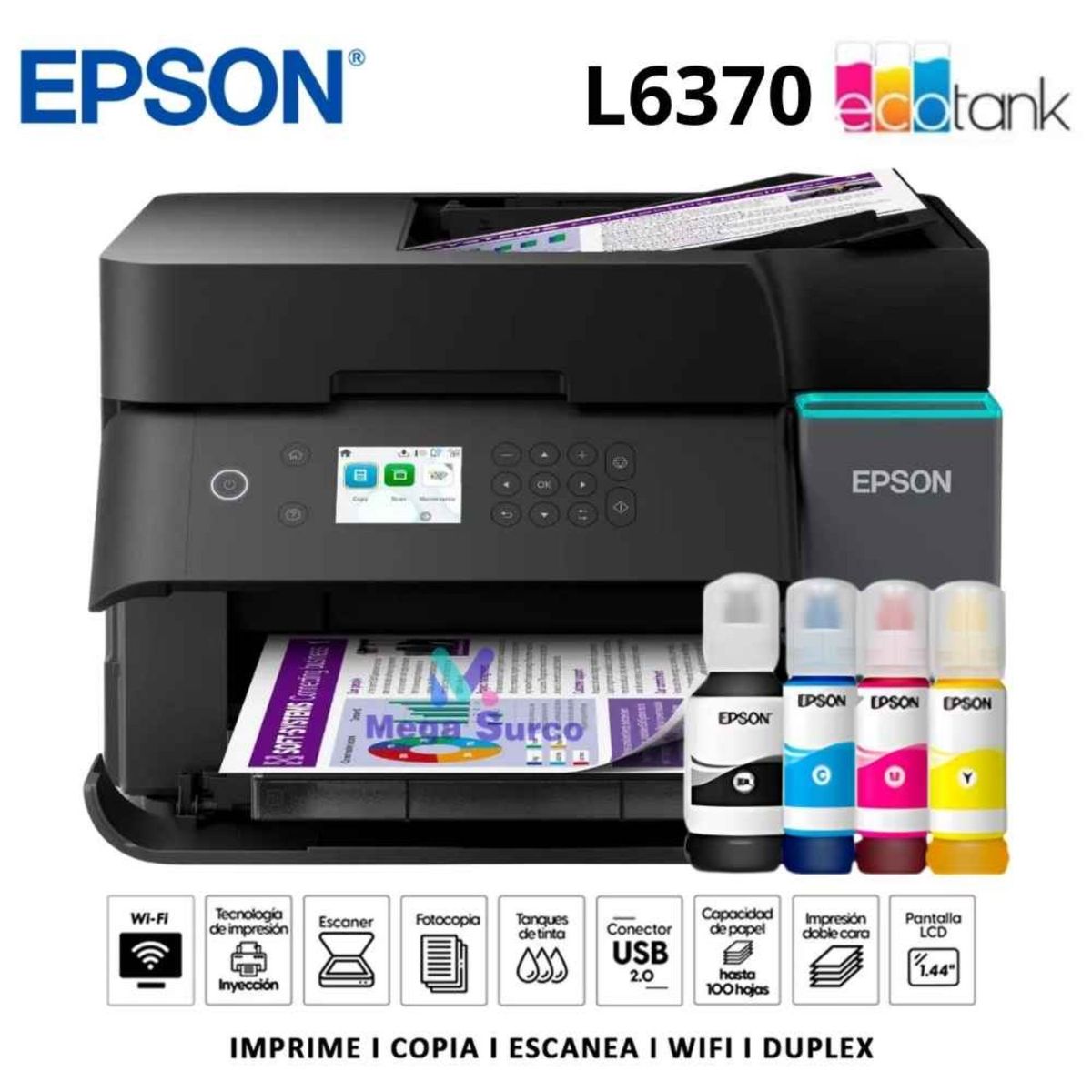 EPSON - IMPRESORA MULTIFUNCIONAL EPSON L6370 ETHERNET WIFI DUPLEX ADF