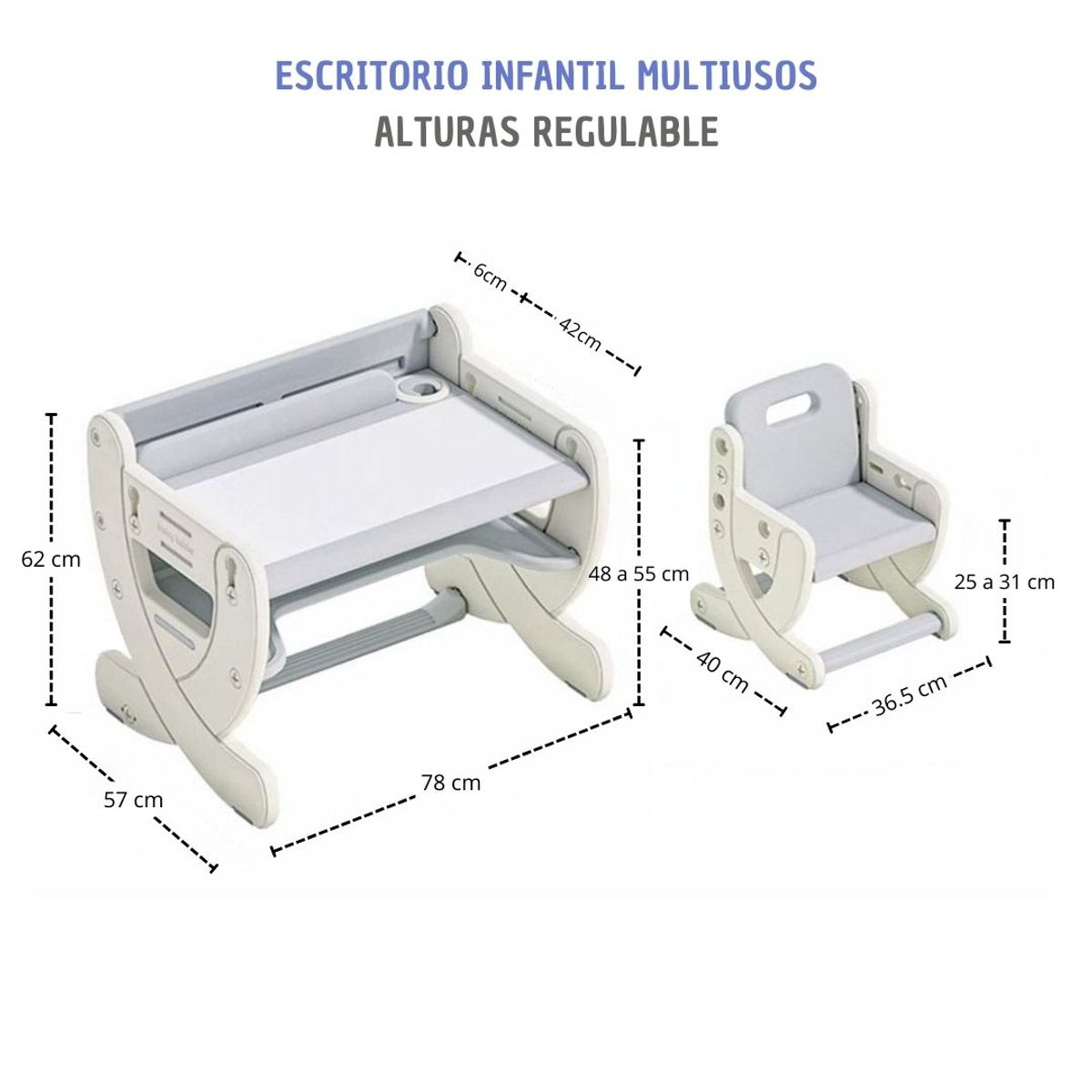 GENERICO - MESA ESCRITORIO PARA NIÑOS MX-003 GRIS
