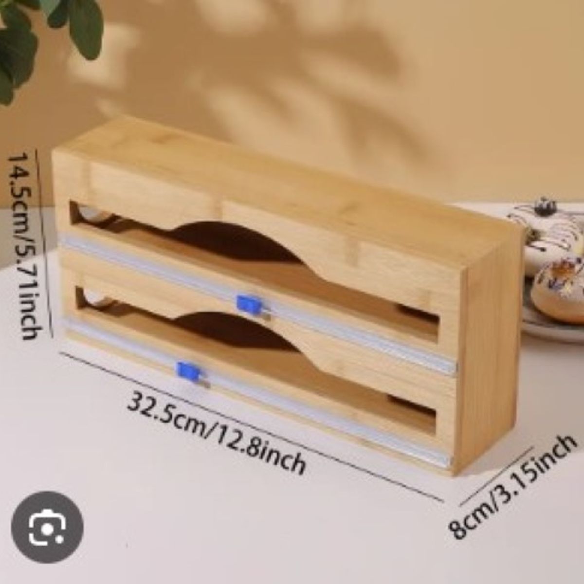 GENERICO - Dispensador doble de Bambu con Cortador para Papel de Cocina