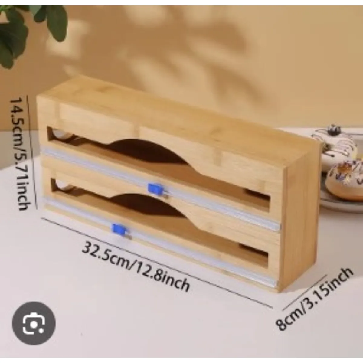 GENERICO - Dispensador doble de Bambu con Cortador para Papel de Cocina