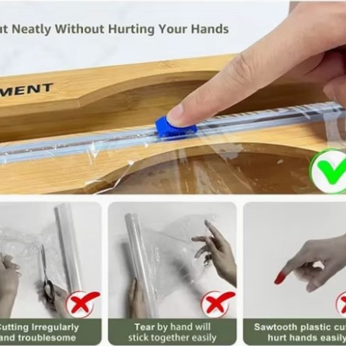 GENERICO - Dispensador doble de Bambu con Cortador para Papel de Cocina