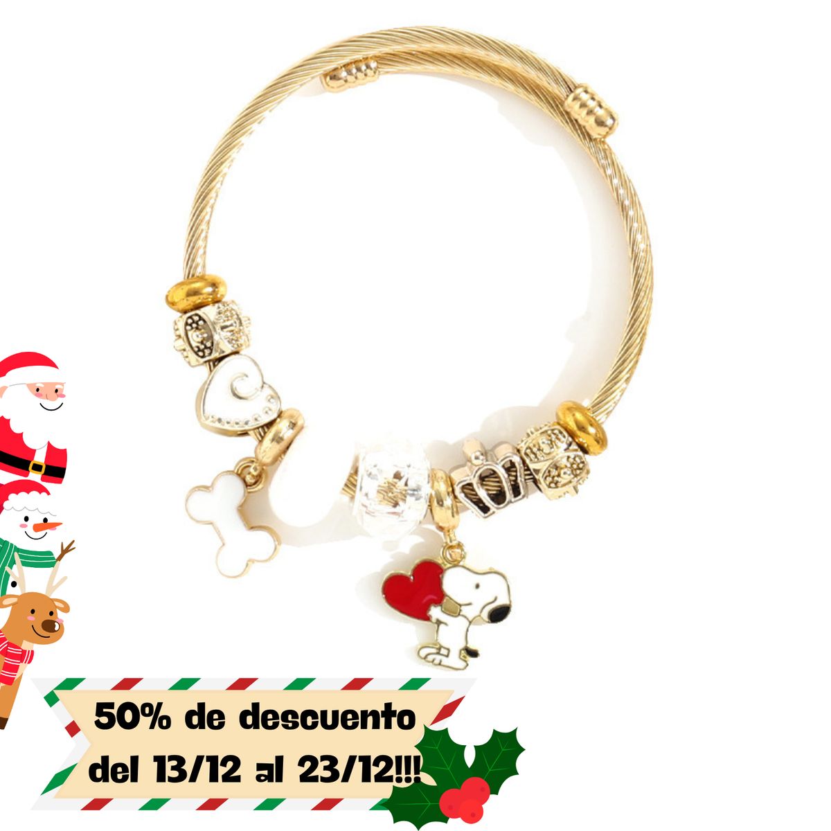 MINISO - PULSERA ajustable SNOOPY - Acero Inoxidable