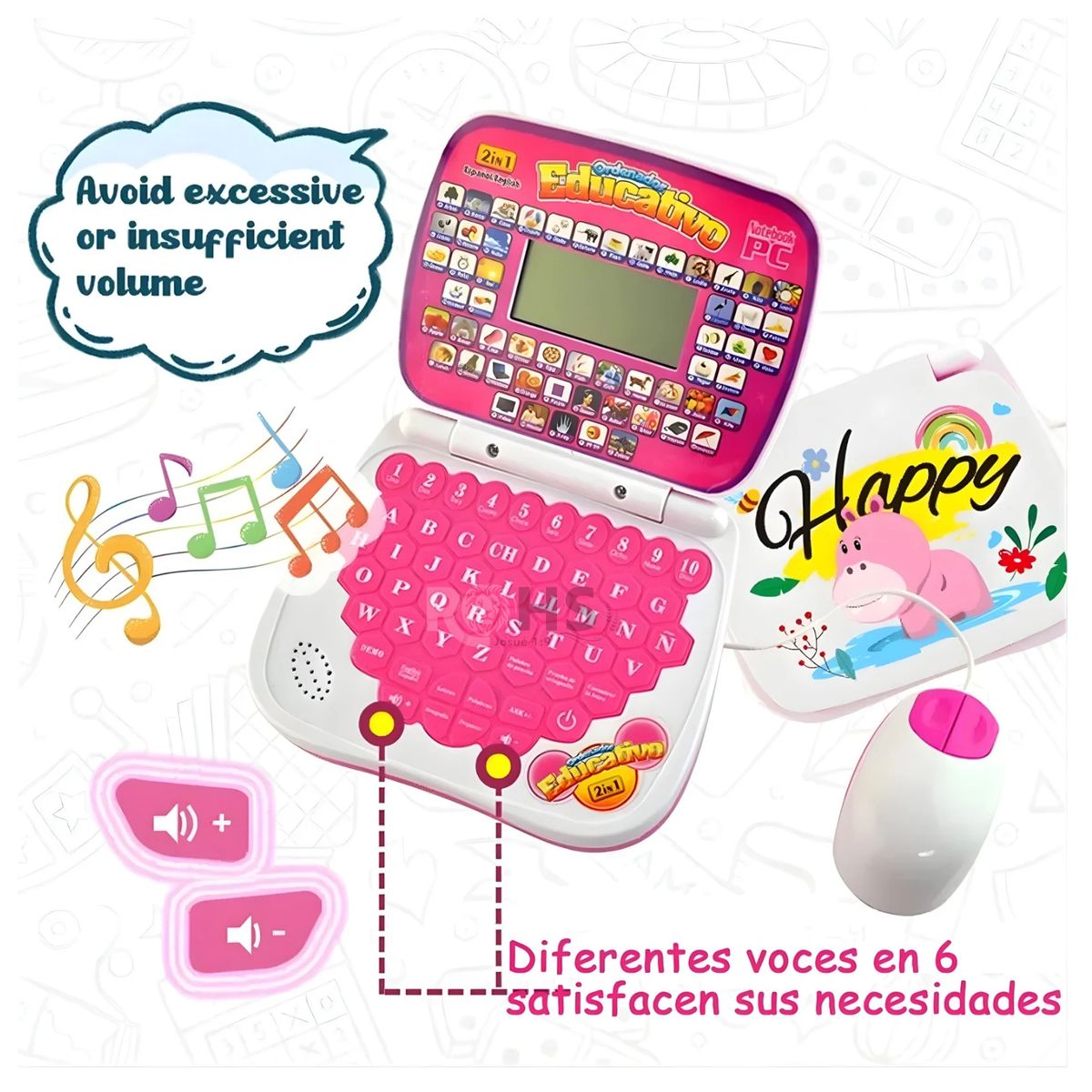 ROSH - MINI LAPTOP PARA NIÑAS EDUCATIVA BILINGUE INGLES - ESPAÑOL