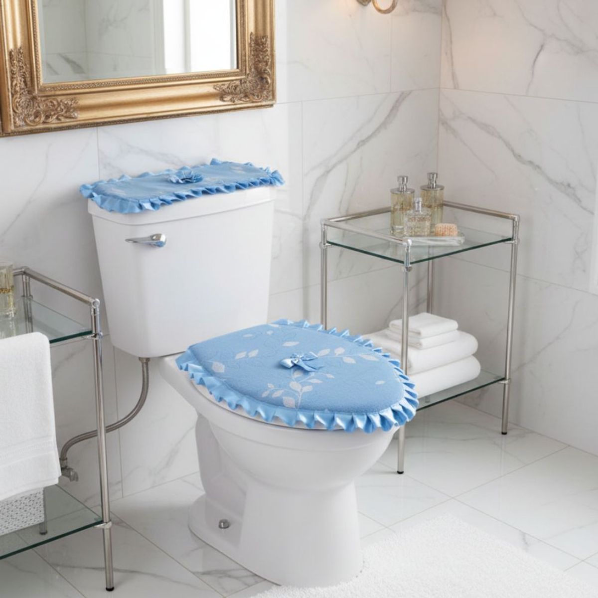 START FG - Set de baño funda de tapa en  Azul
