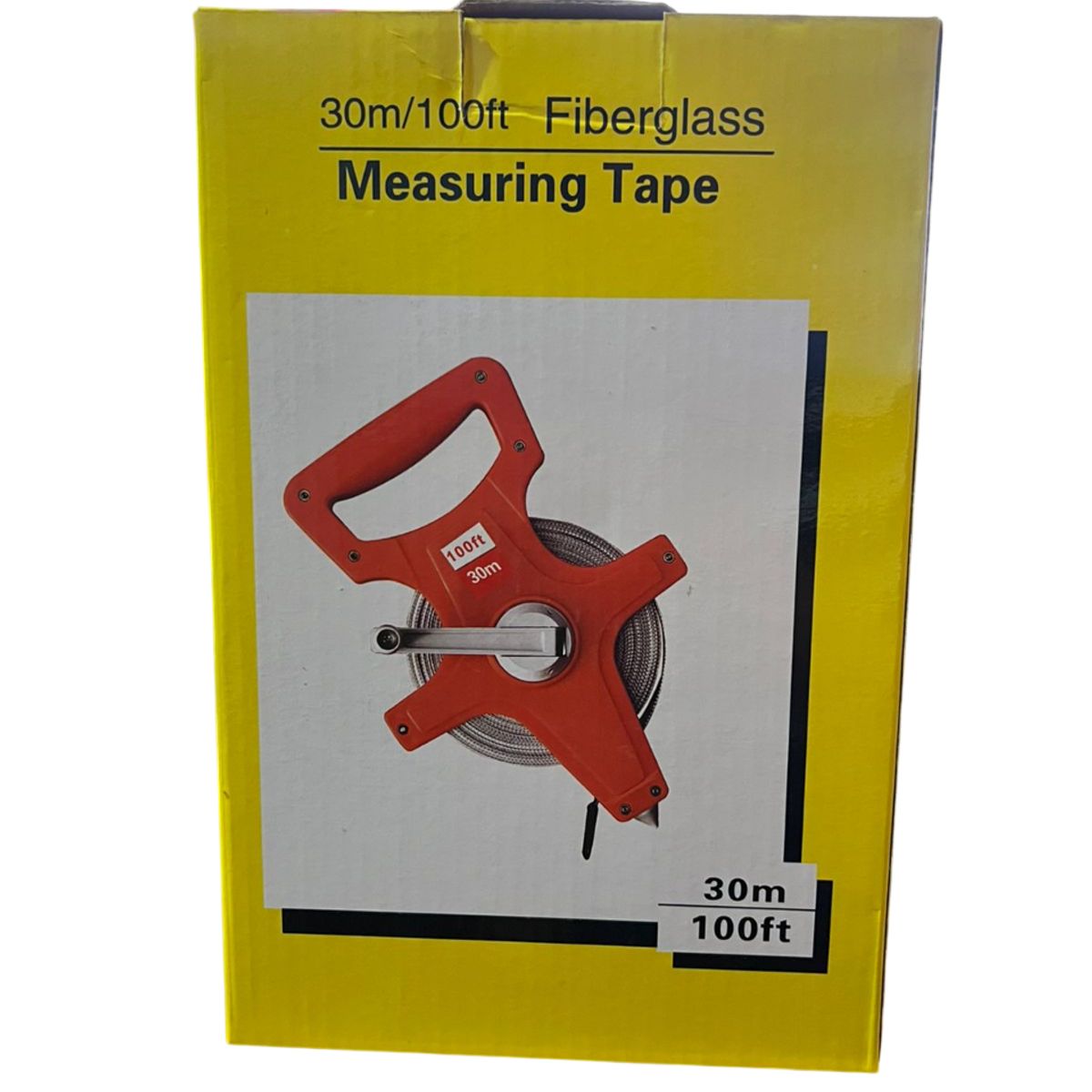 GENERICO - Cinta Métrica Fibra de Vidrio 30 m / 100 ft con manivela