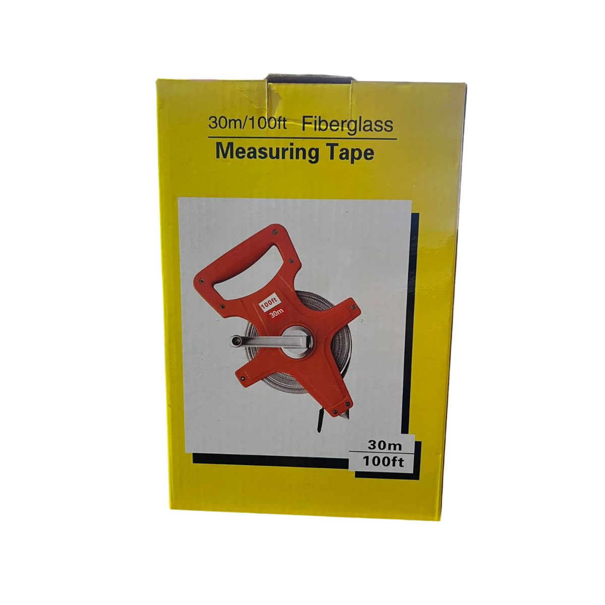 GENERICO - Cinta Métrica Fibra de Vidrio 30 m / 100 ft con manivela