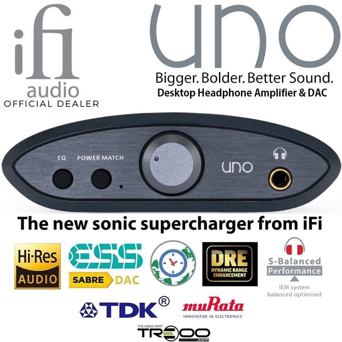 IFI AUDIO - Ifi Audio UNO DAC USB y amplificador de audífonos compacto de escritorio DSD DXD y PCM 32384