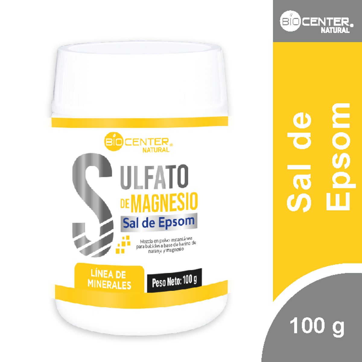 BIOCENTER NATURAL - Sulfato de magnesio (Sal de epsom) x 100 g - Biocenter Natural