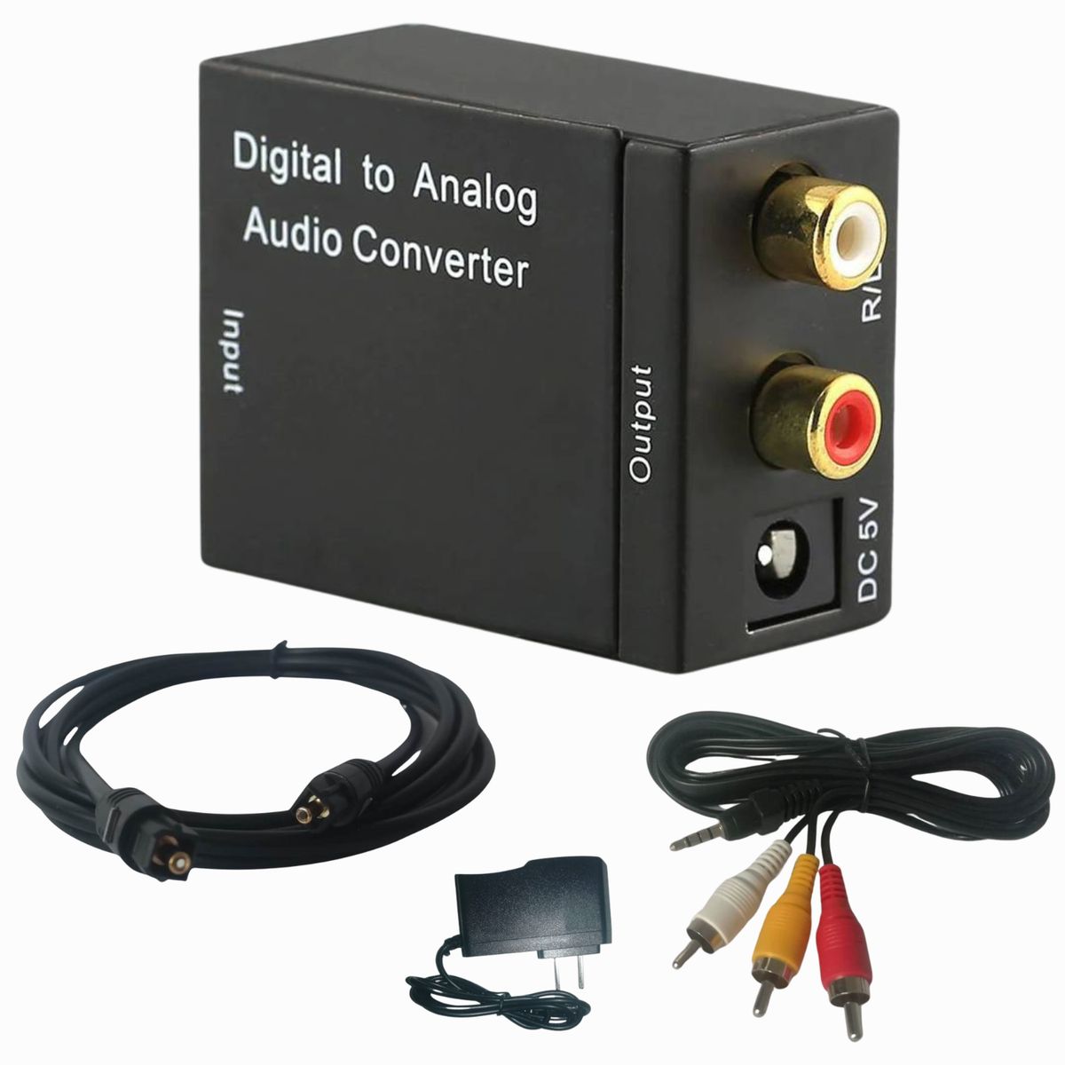 GENERICO - Convertidor Óptico Rca Kit Transformador + Cable Óptico + Cable Rca A Jack