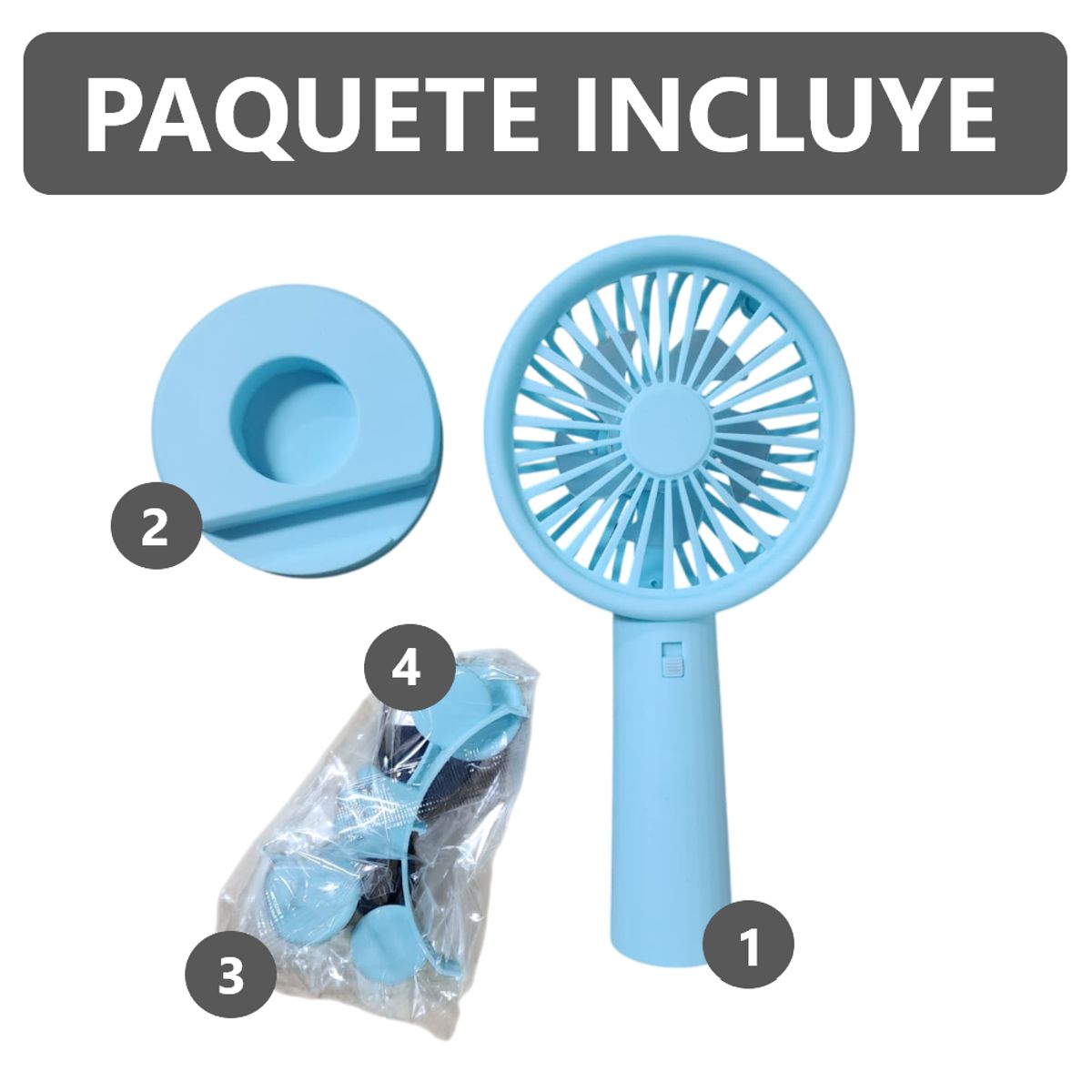 GENERICO - Potente Ventilador Celeste portátil 1 velocidad