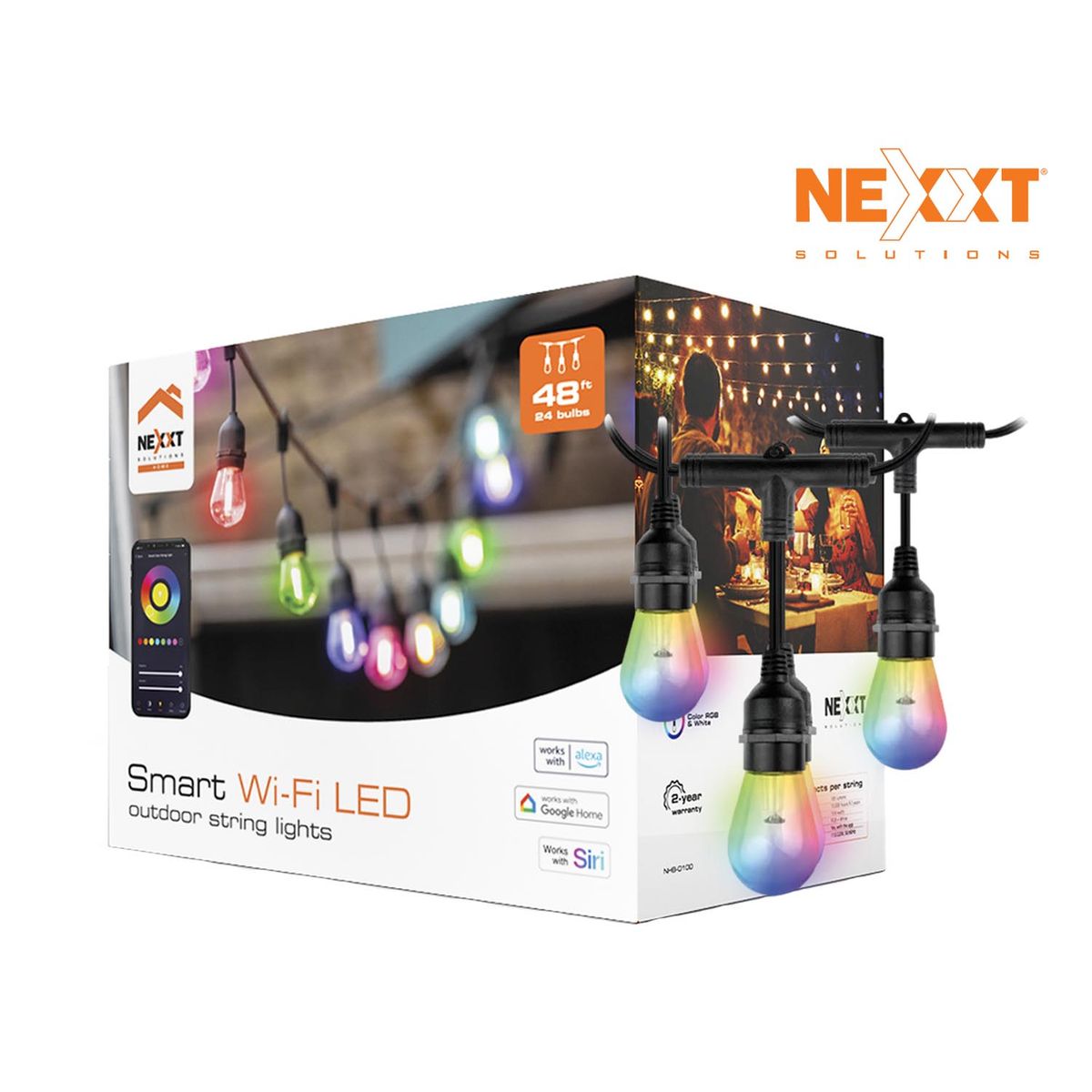 NEXXT SOLUTIONS - Guirnalda de luces Wifi NHB-O100 Nexxt Intesidad regulable 24 luces Color RGB Blanco