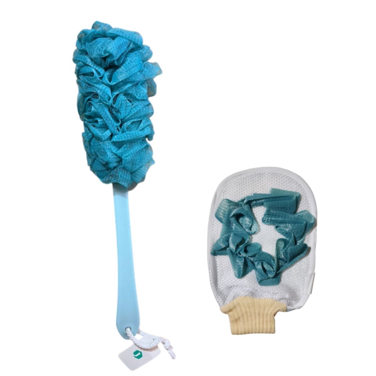 GENERICO - ESPONJA PARA BAÑO Y GUANTE -  Verde Azulado