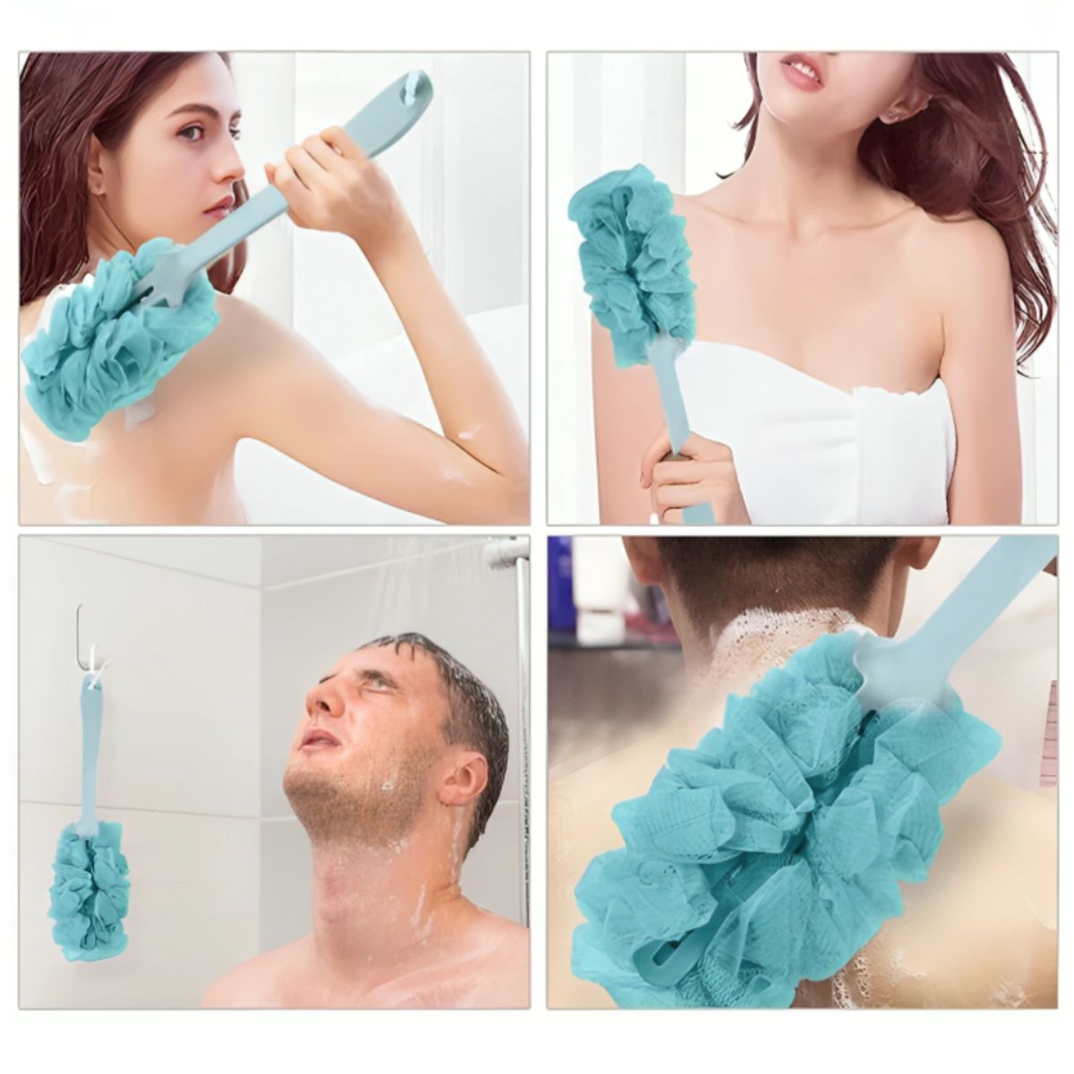 GENERICO - ESPONJA PARA BAÑO Y GUANTE -  Verde Azulado