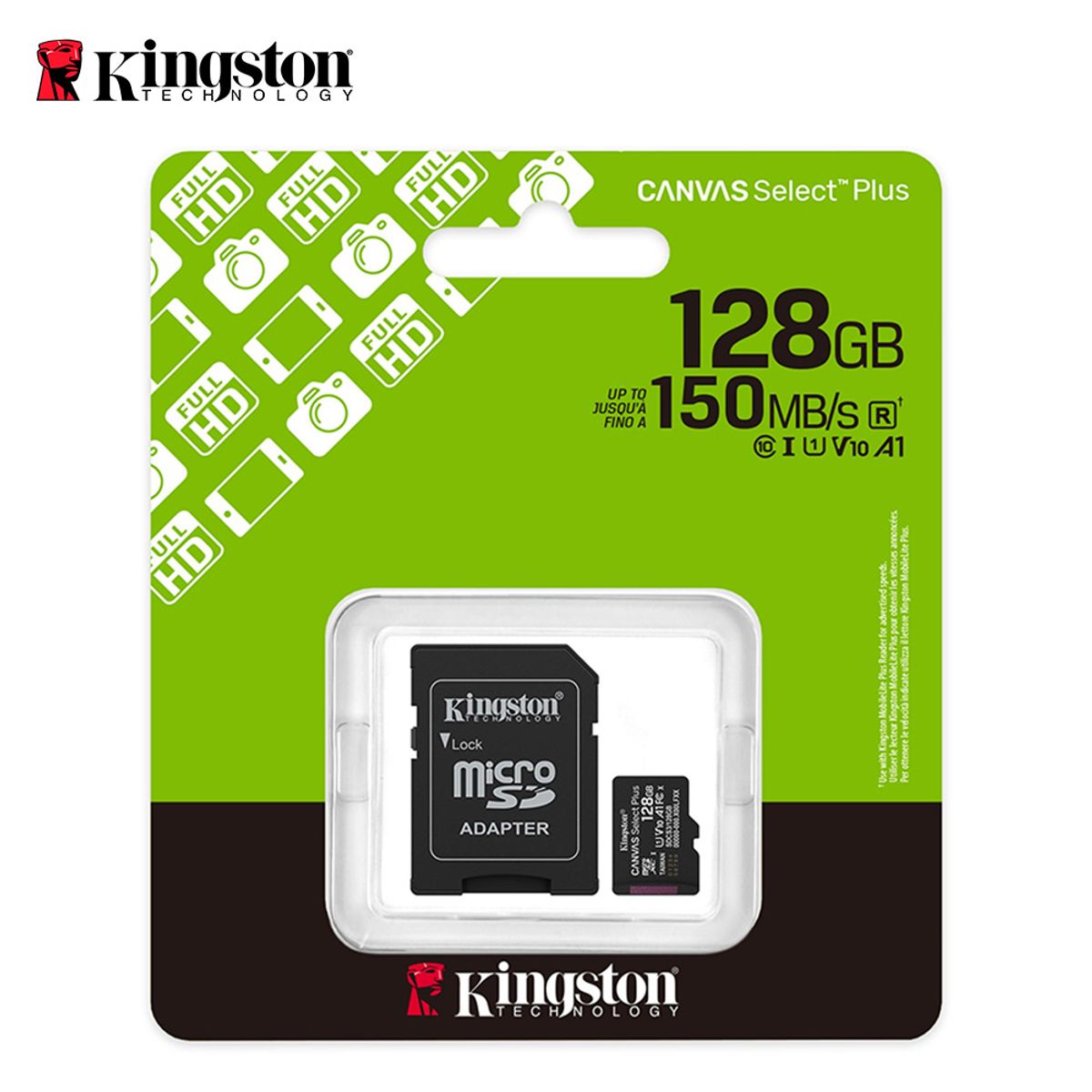KINGSTON - Tarjeta de Memoria Kingston 128GB MicroSD Canvas Select Plus -150MB/seg - UHS-I Clase 10