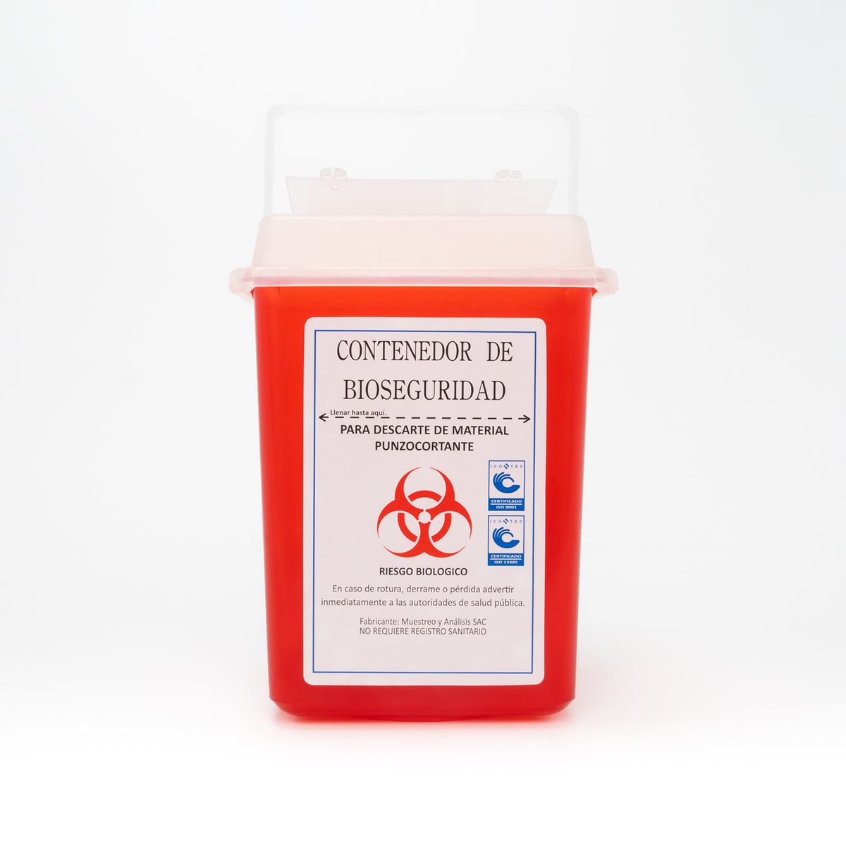 GENERICO - Contenedor de Bioseguridad de Plástico de 1.5 LITROS