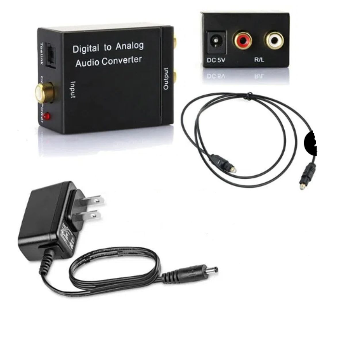 GENERICO - Convertidor Óptico Rca Kit Transformador + Cable Óptico