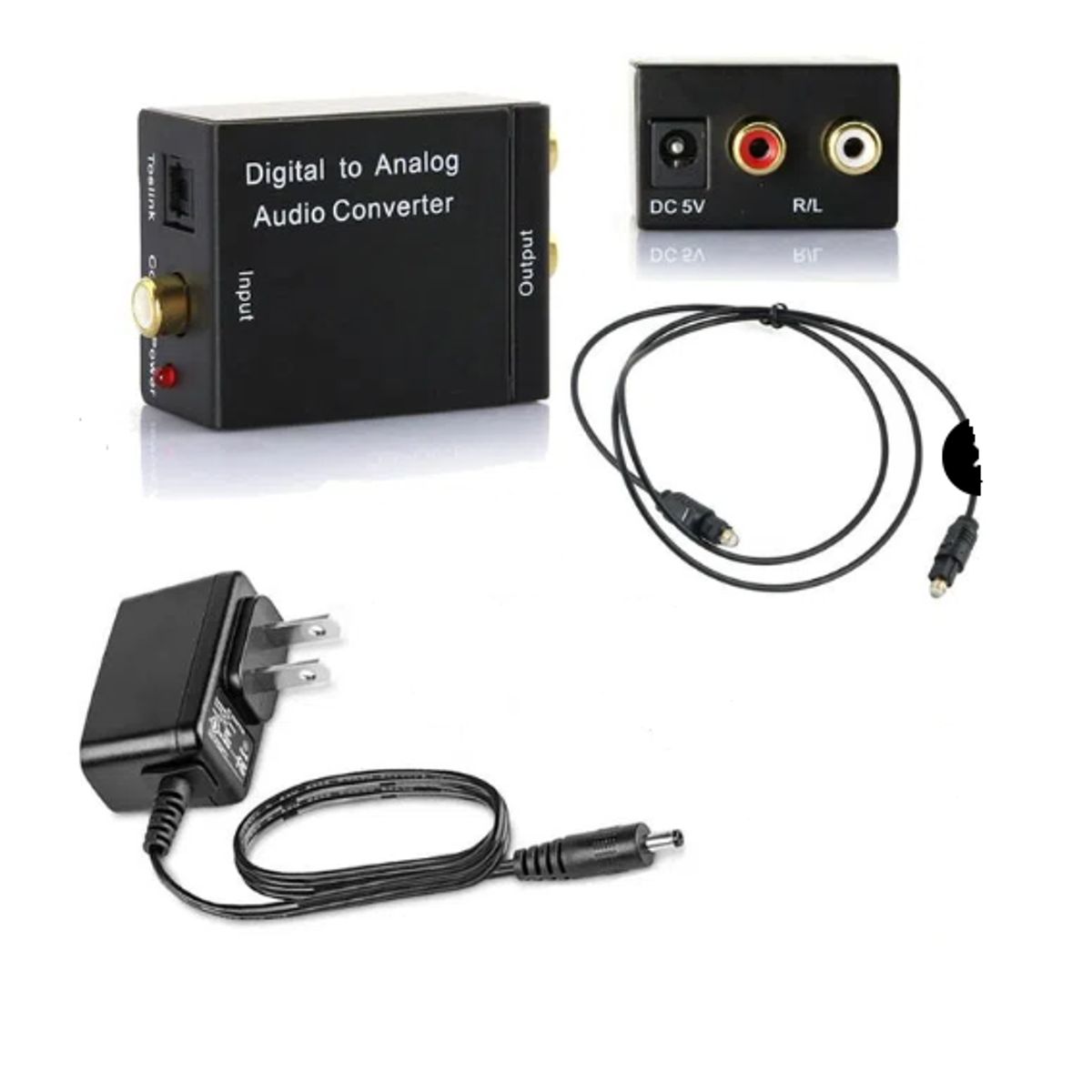 GENERICO - Convertidor Óptico Rca Kit Transformador + Cable Óptico