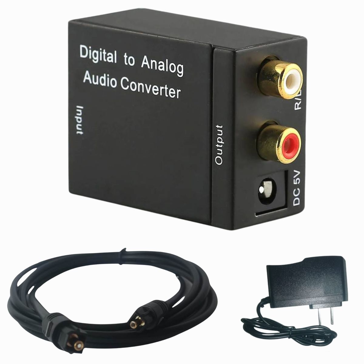 GENERICO - Convertidor Óptico Rca Kit Transformador + Cable Óptico