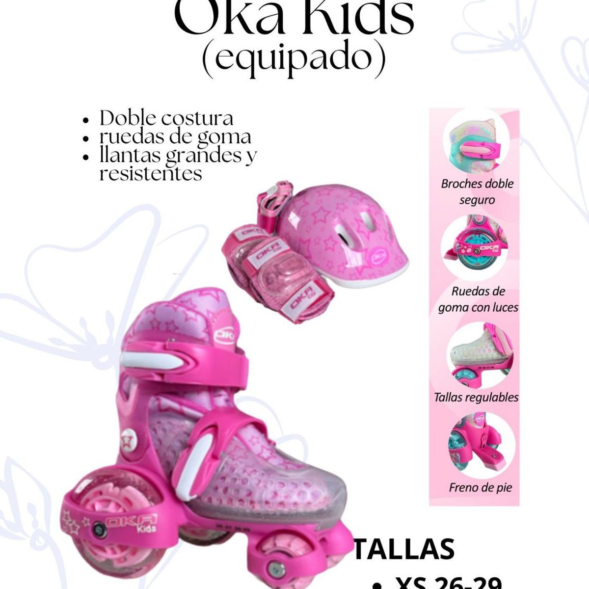 OKA - PATIN LINEAL OKA KIDS EQUIPADO FUCSIA S 30-33