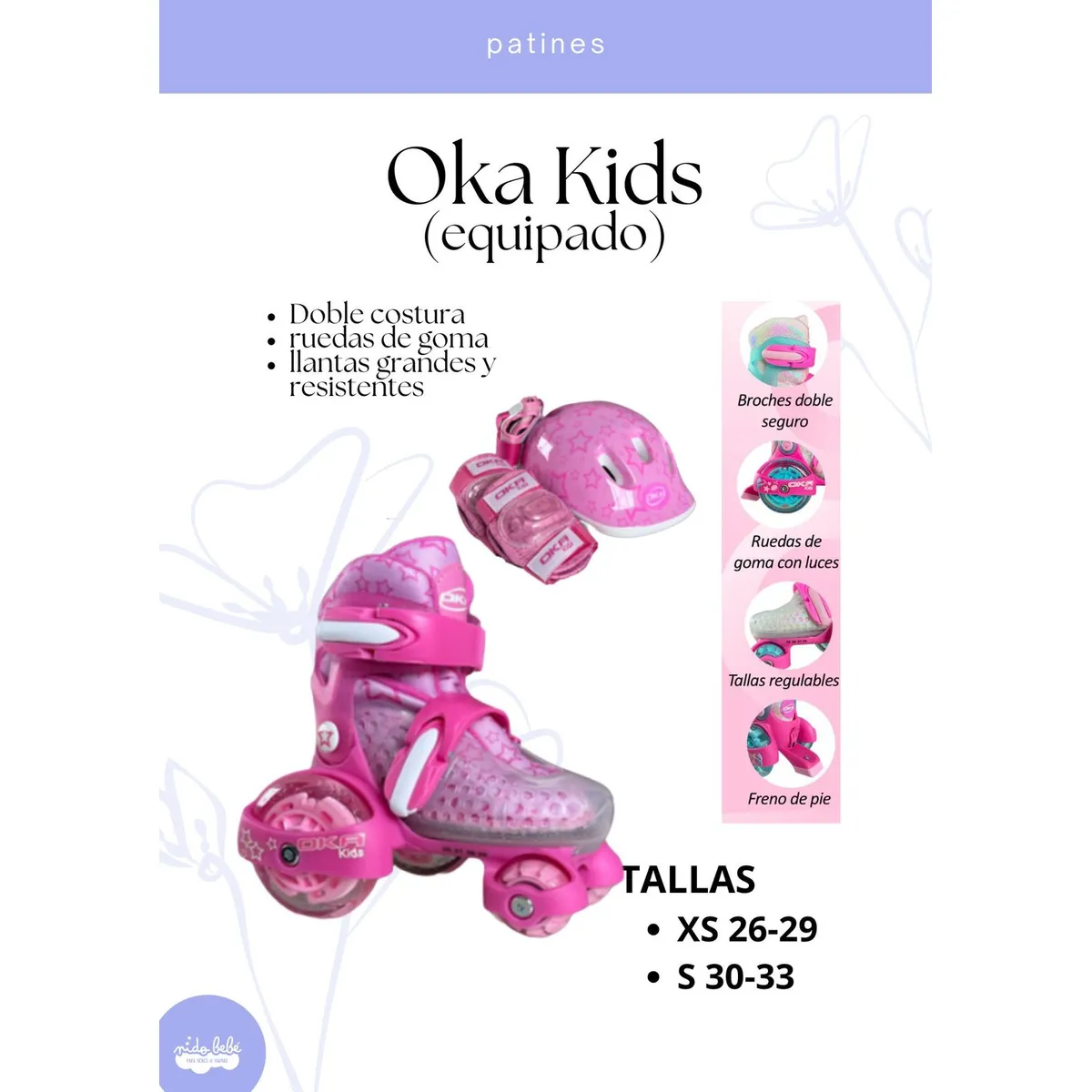 OKA - PATIN LINEAL OKA KIDS EQUIPADO FUCSIA S 30-33