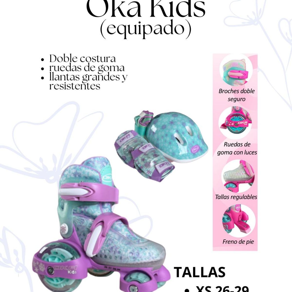 OKA - PATIN LINEAL OKA KIDS EQUIPADO LILA S 30-33