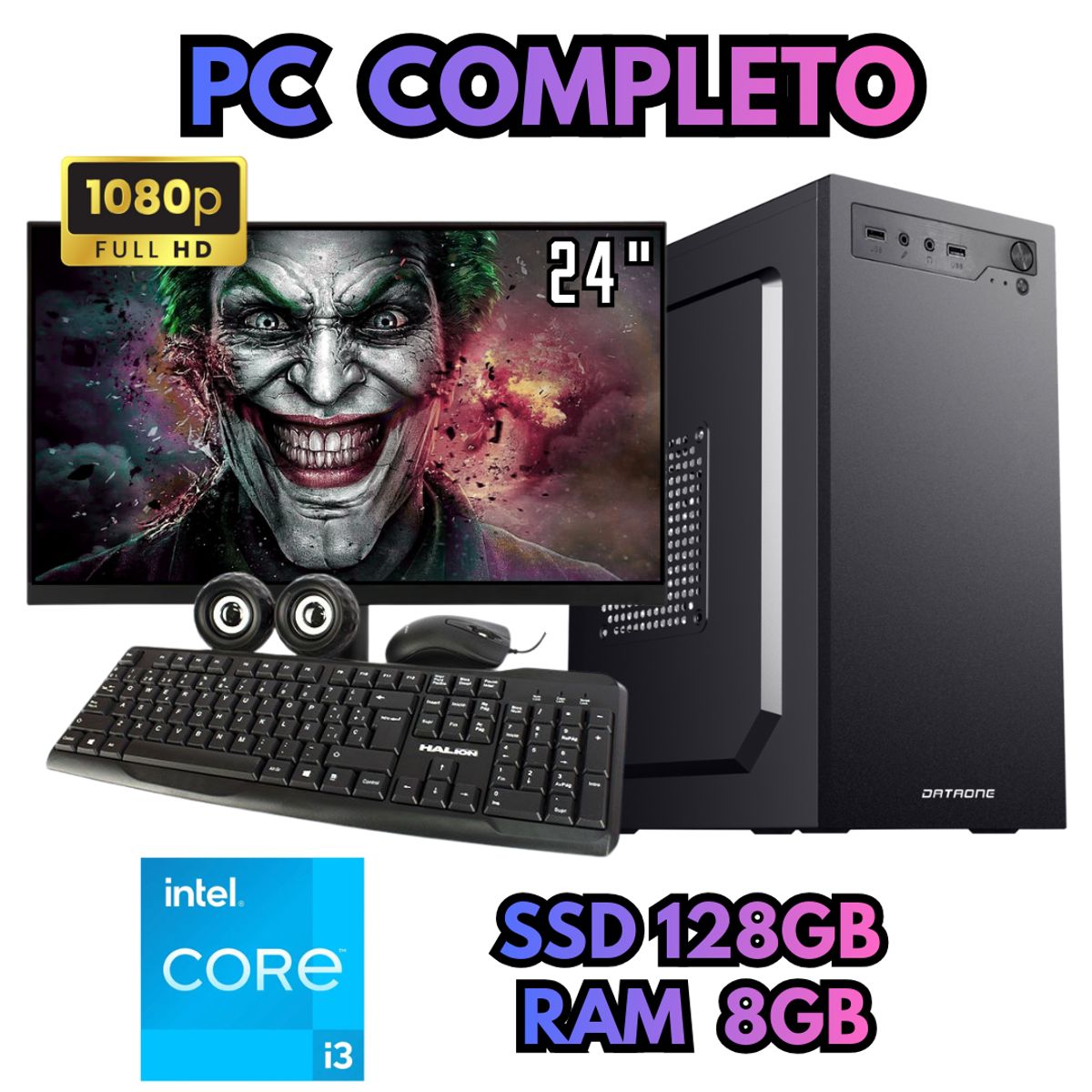 INTEL - PC OFICINA INTEL I3 SSD 128GB RAM 8GB MONITOR FHD 24