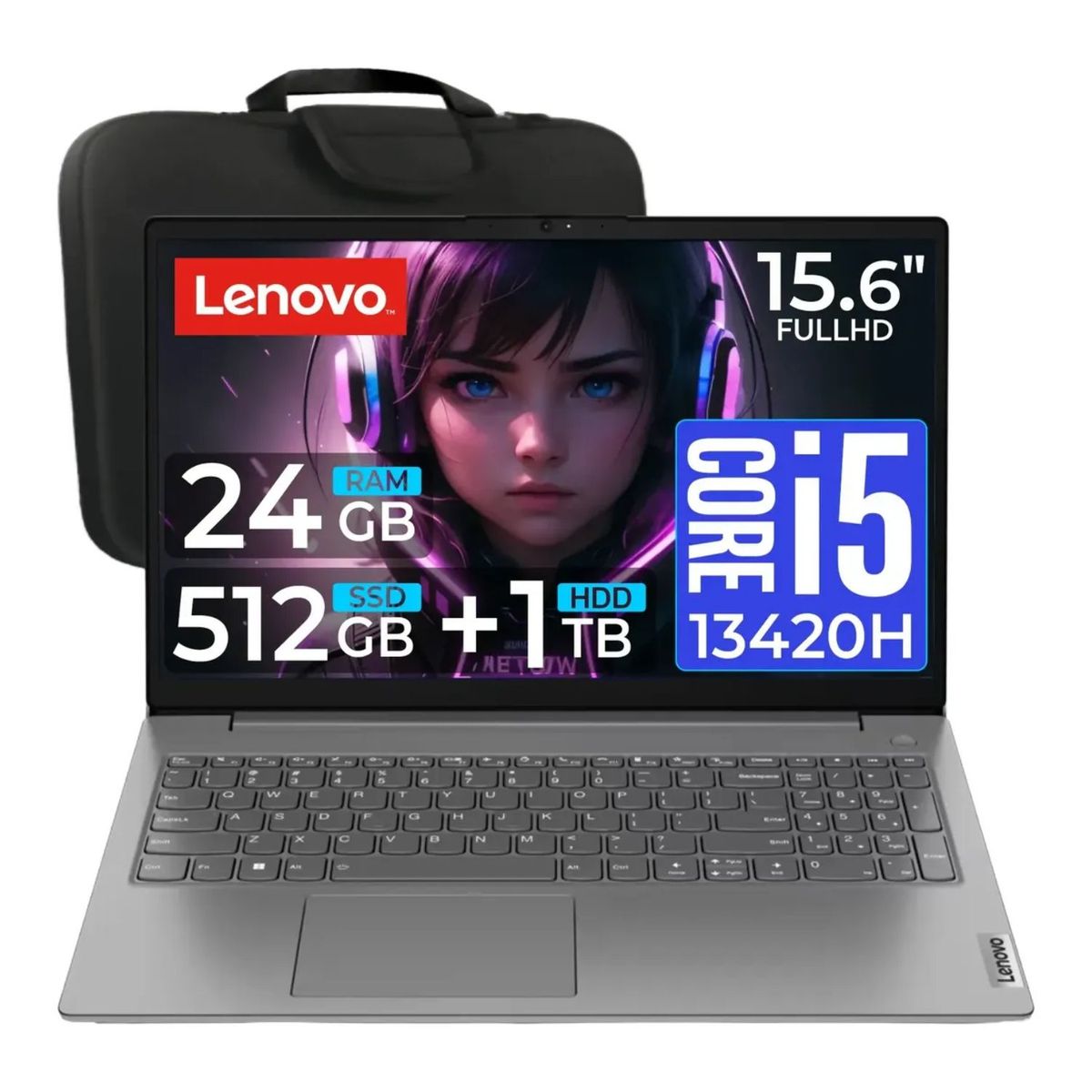 LENOVO - Notebook Lenovo V15 G4 IRU 156″ FHD Core i5-13420H UHD Graphics 24GB RAM 512GB SSD + 1TB HDD