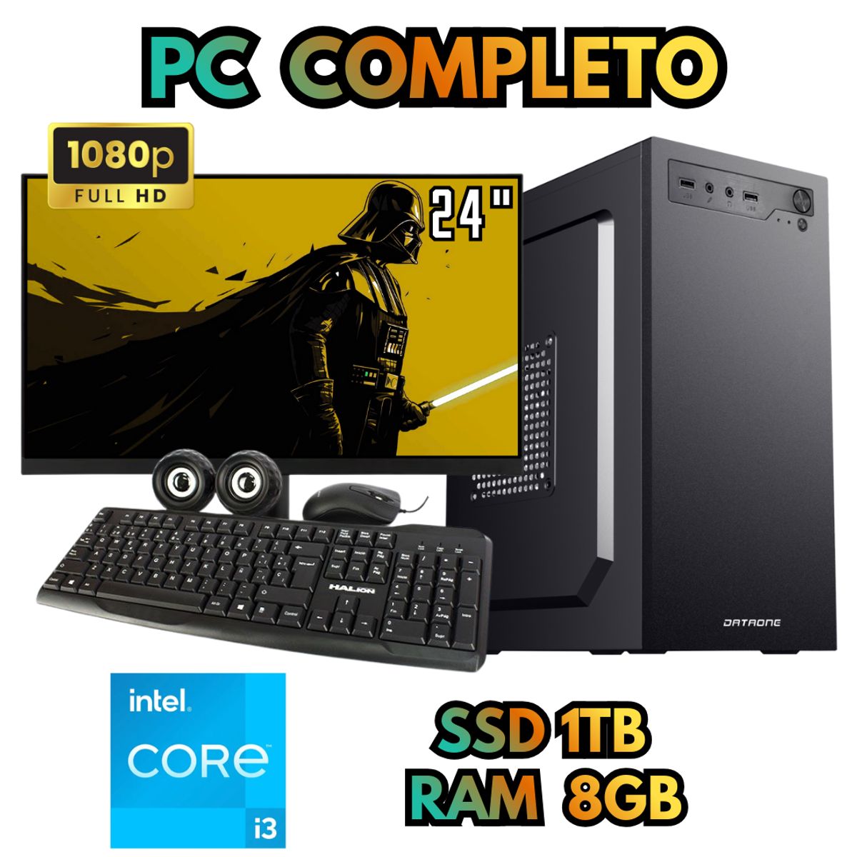 INTEL - PC OFICINA INTEL I3 SSD 1TB RAM 8GB MONITOR FHD 24