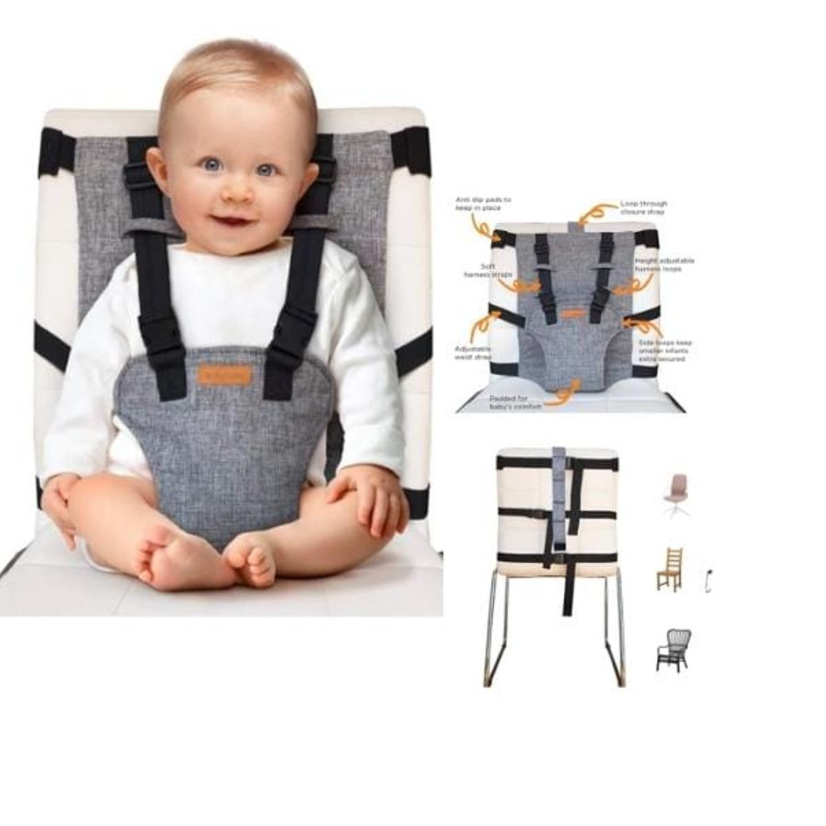 GENERICO - CINTURON AJUSTABLE CON ARNES DE SEGURIDAD PARA BEBES