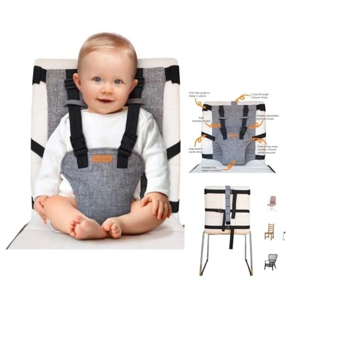 GENERICO - CINTURON AJUSTABLE CON ARNES DE SEGURIDAD PARA BEBES