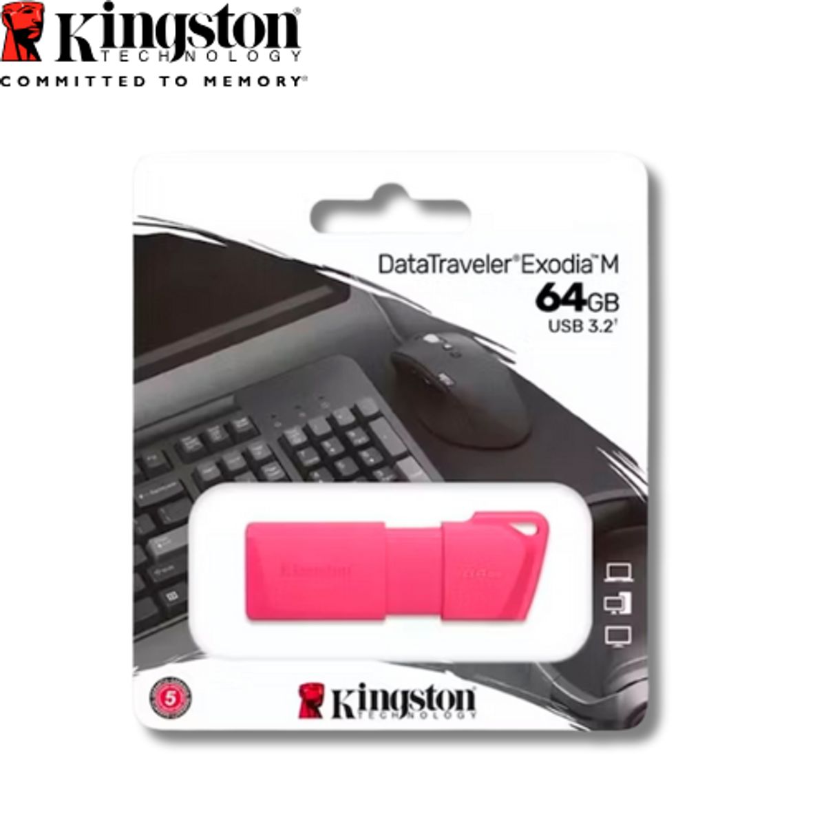 KINGSTON - MEMORIA USB 64GB KINGSTON ROSADO
